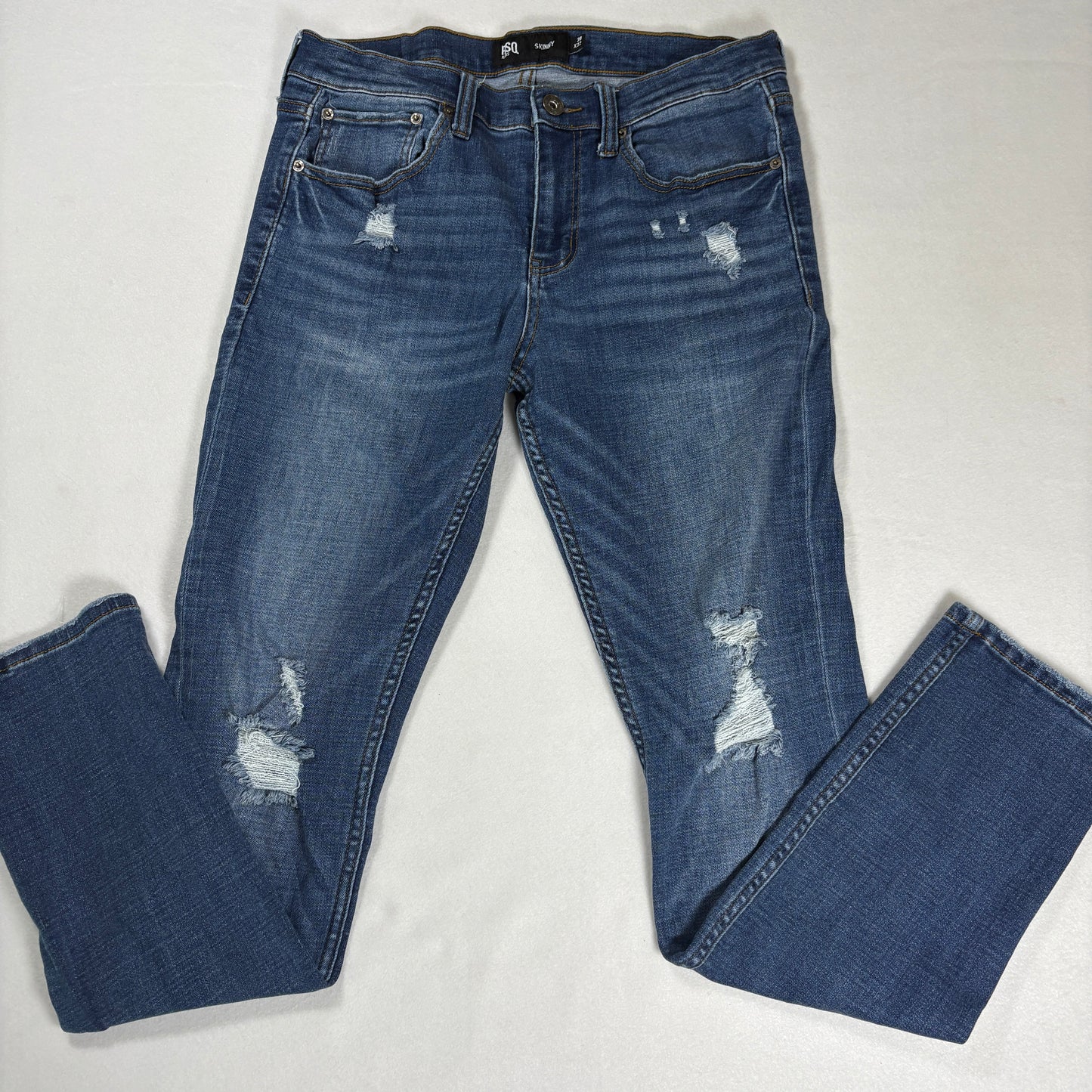 RSQ Mens Blue Skinny Jeans 30x32 Distressed Denim Y2K 90s Grunge