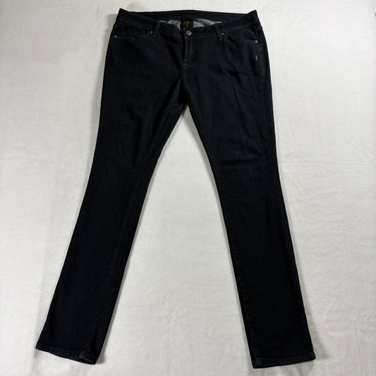 Genetic Denim Womens 32 Black Skinny Jeans Stretch Mid Rise Sleek Minimalist