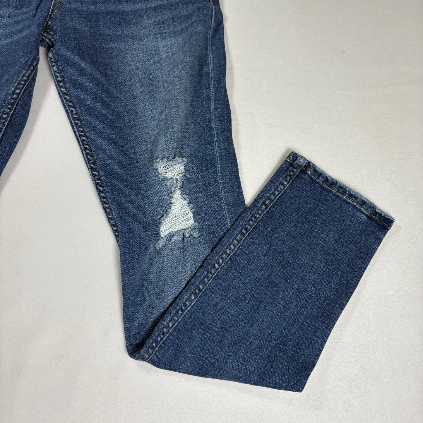 RSQ Mens Blue Skinny Jeans 30x32 Distressed Denim Y2K 90s Grunge