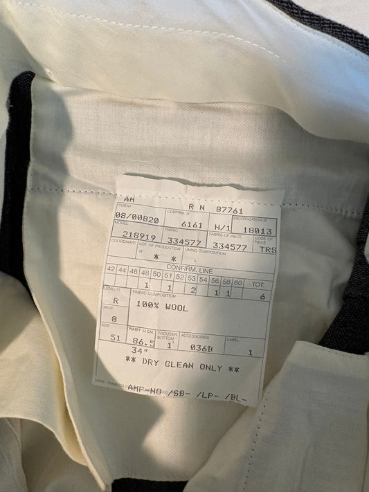 Men’s 100% Wool Dress Pants 34x30 Gray Pinstripe Pleated Front Lined Italy Fabric