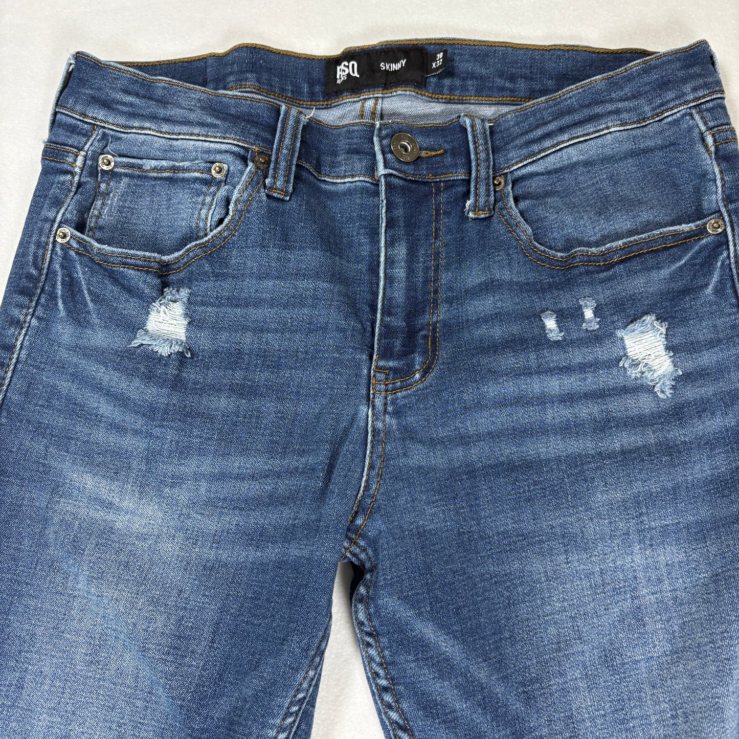 RSQ Mens Blue Skinny Jeans 30x32 Distressed Denim Y2K 90s Grunge