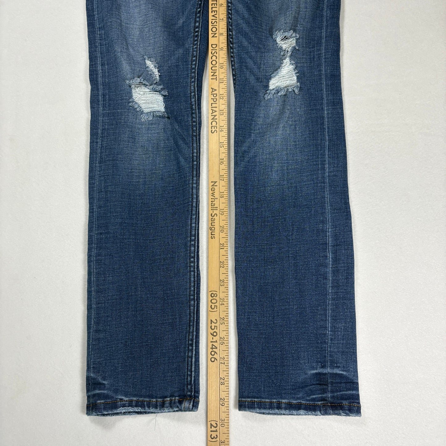 RSQ Mens Blue Skinny Jeans 30x32 Distressed Denim Y2K 90s Grunge