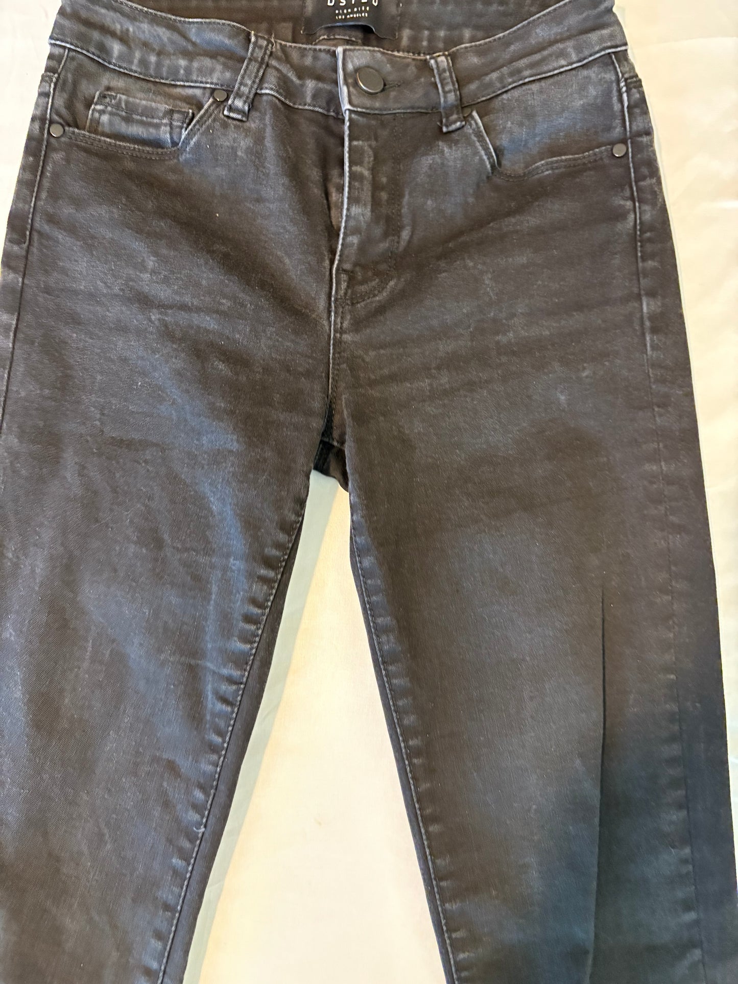 DSTLD Men’s Black Skinny Jeans 28x32 Distressed Knee Stretch Denim Made in Turkey
