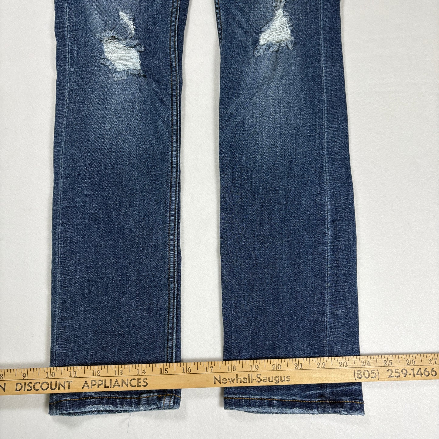 RSQ Mens Blue Skinny Jeans 30x32 Distressed Denim Y2K 90s Grunge