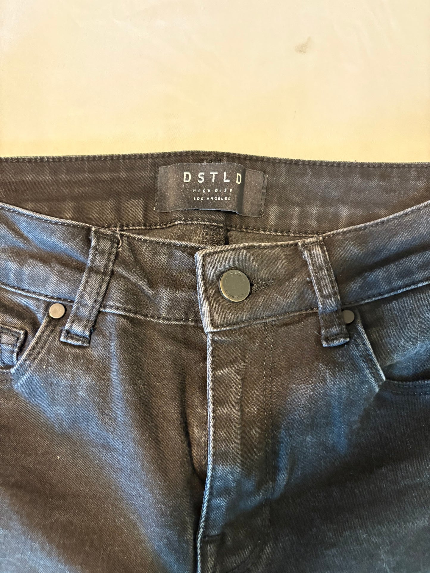 DSTLD Men’s Black Skinny Jeans 28x32 Distressed Knee Stretch Denim Made in Turkey