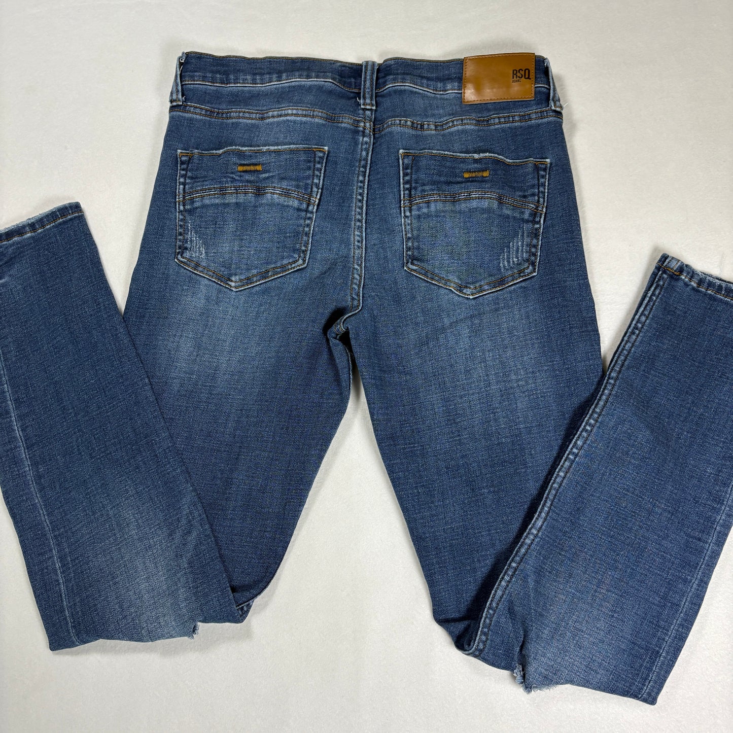 RSQ Mens Blue Skinny Jeans 30x32 Distressed Denim Y2K 90s Grunge