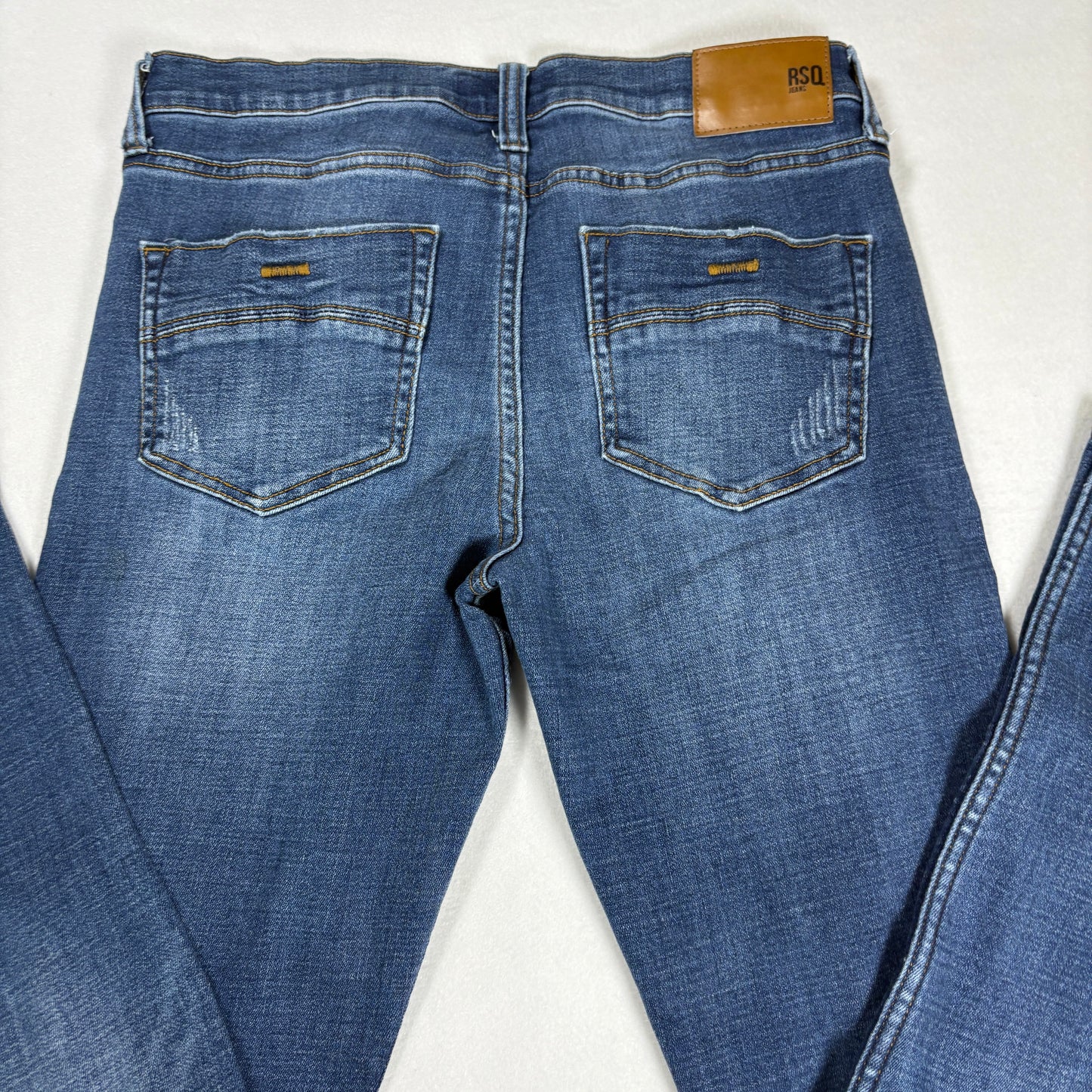 RSQ Mens Blue Skinny Jeans 30x32 Distressed Denim Y2K 90s Grunge