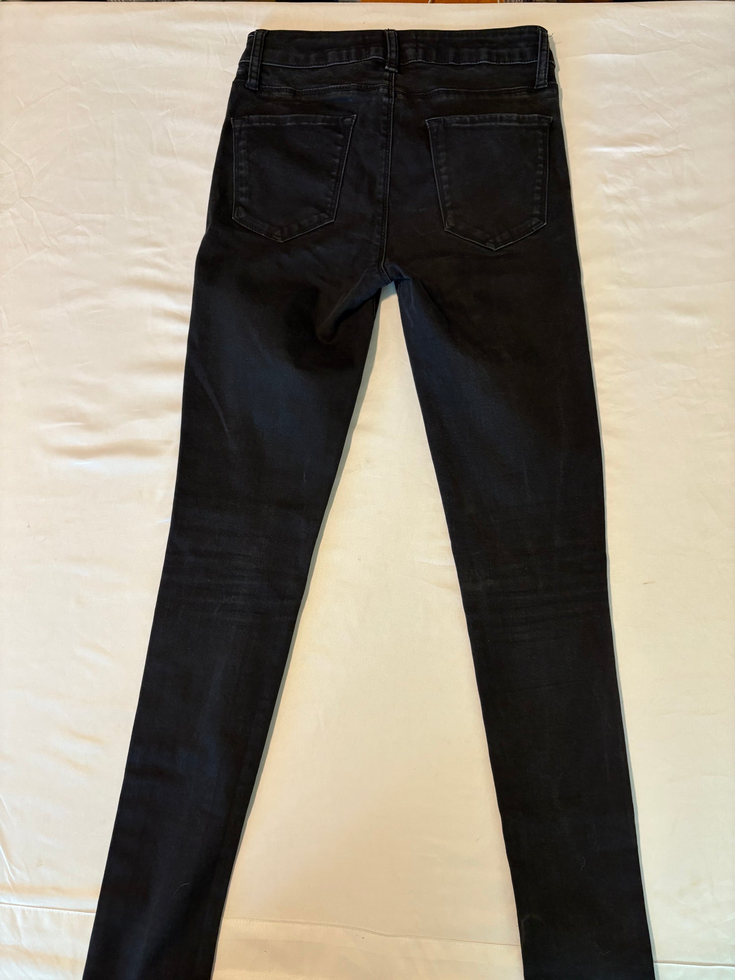 DSTLD Men’s Black Skinny Jeans 28x32 Distressed Knee Stretch Denim Made in Turkey