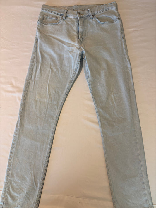 &Denim Men’s Slim Jeans 29x32 Light Wash Blue Stretch Tapered Fit Made in Bangladesh