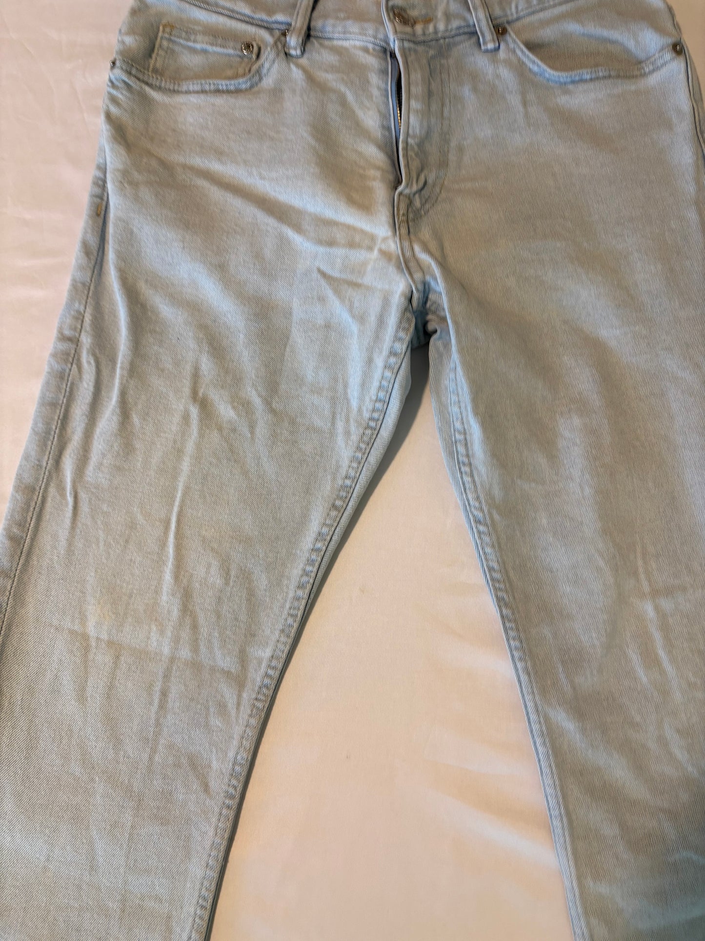 &Denim Men’s Slim Jeans 29x32 Light Wash Blue Stretch Tapered Fit Made in Bangladesh