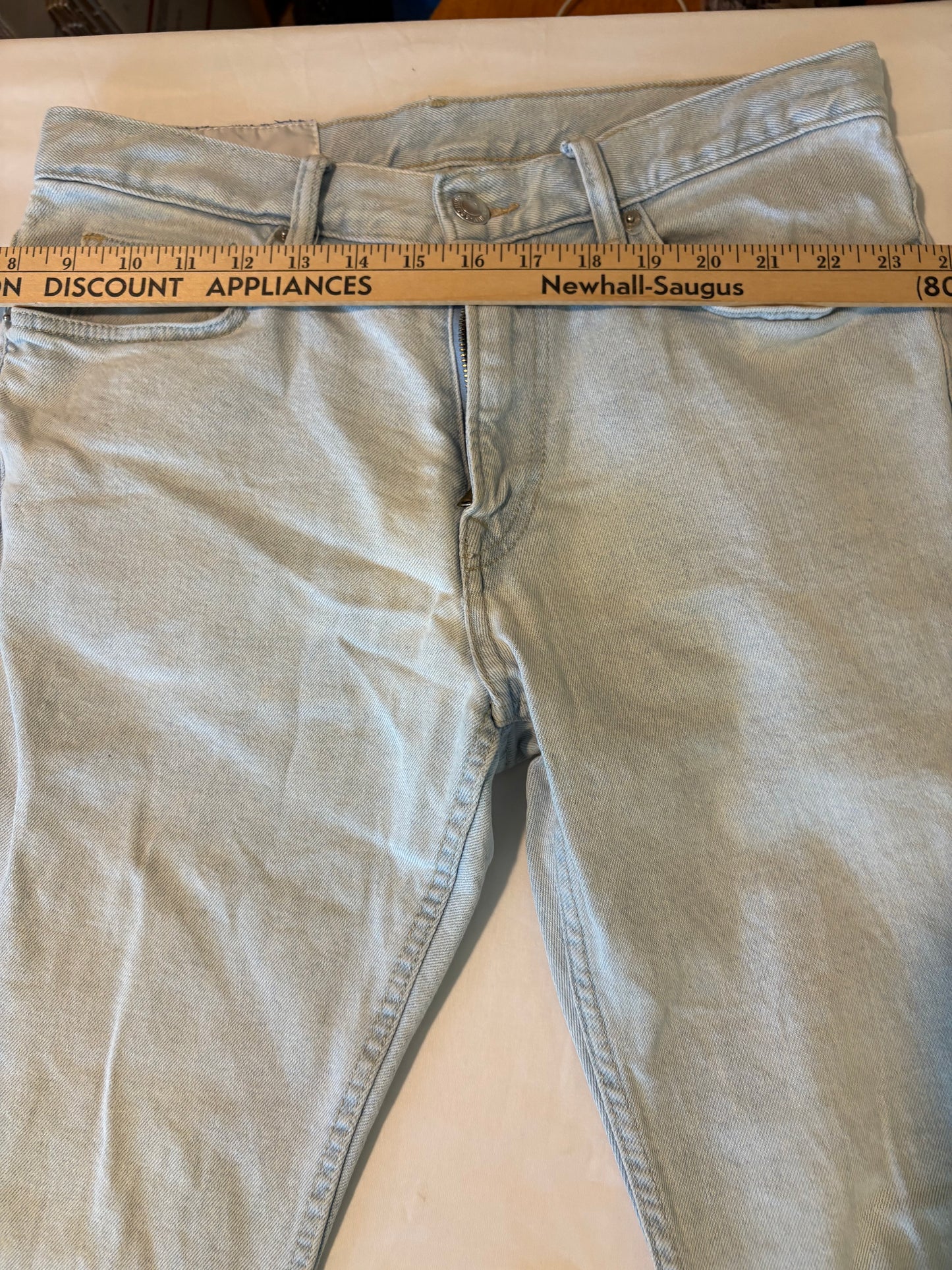 &Denim Men’s Slim Jeans 29x32 Light Wash Blue Stretch Tapered Fit Made in Bangladesh