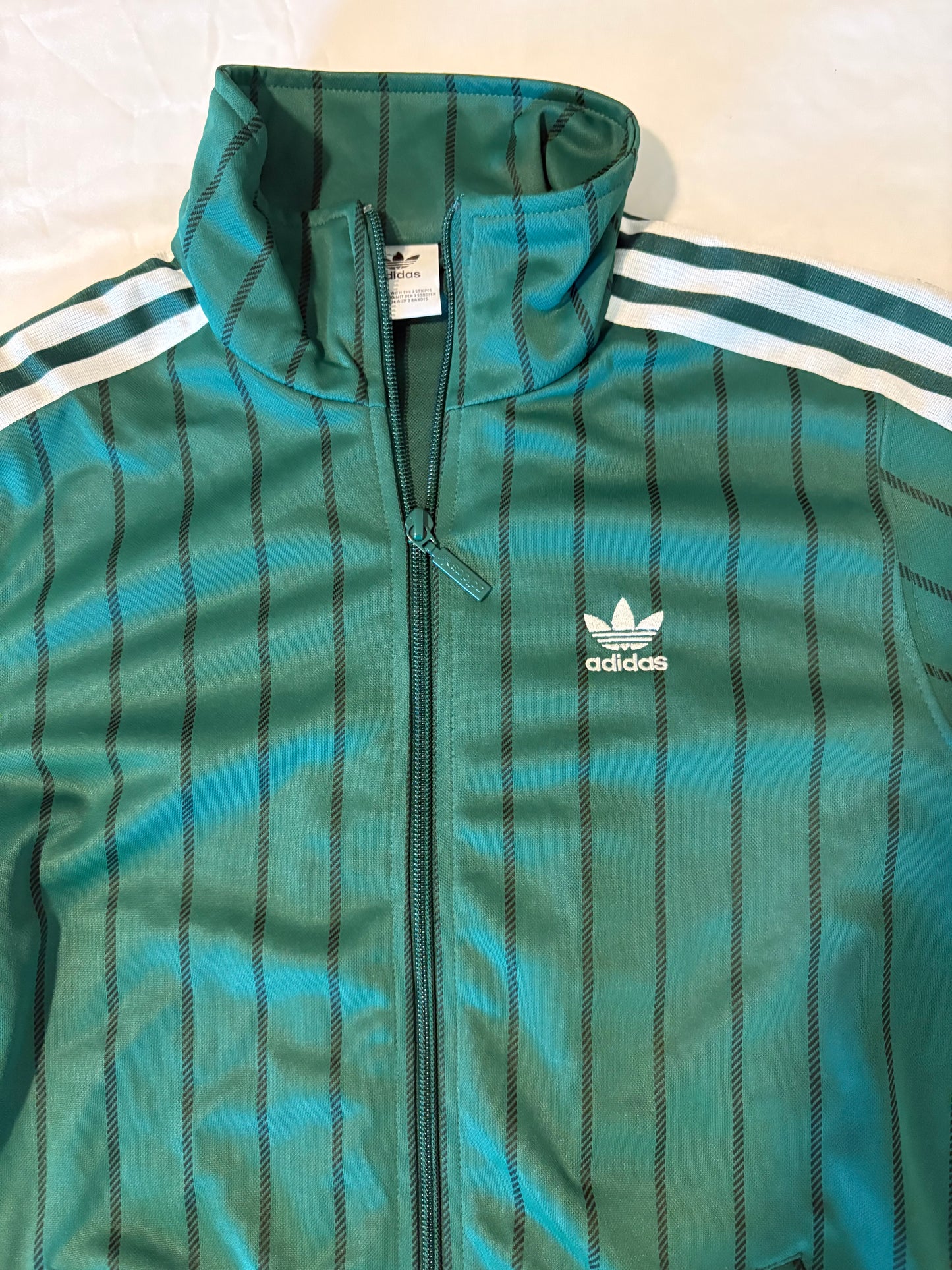 Adidas Originals XS Green Track Jacket Trefoil Striped Full Zip Retro 3-Stripes
