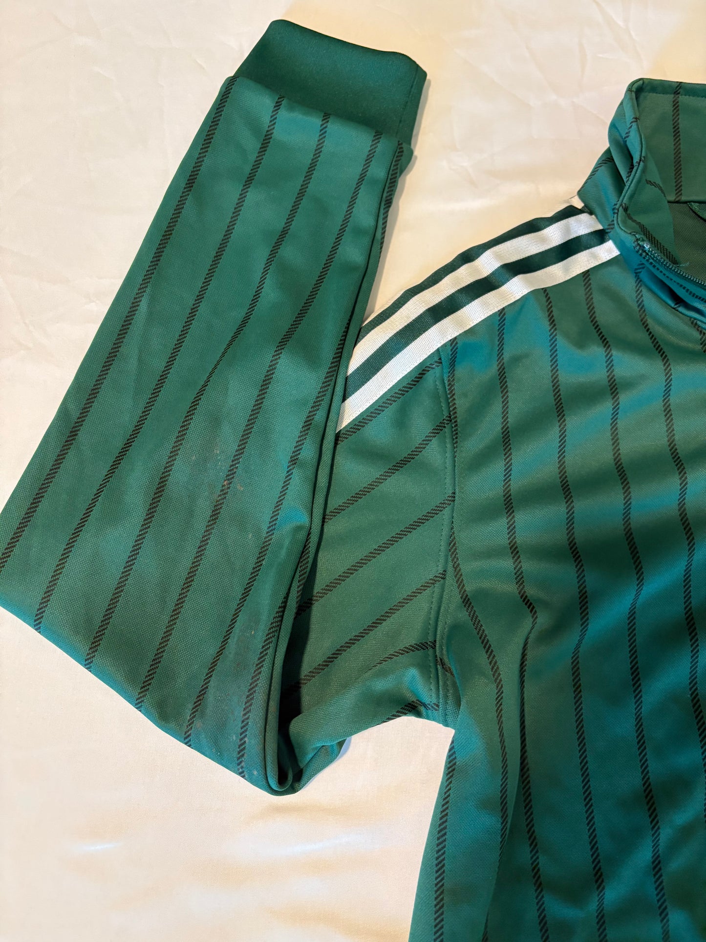 Adidas Originals XS Green Track Jacket Trefoil Striped Full Zip Retro 3-Stripes