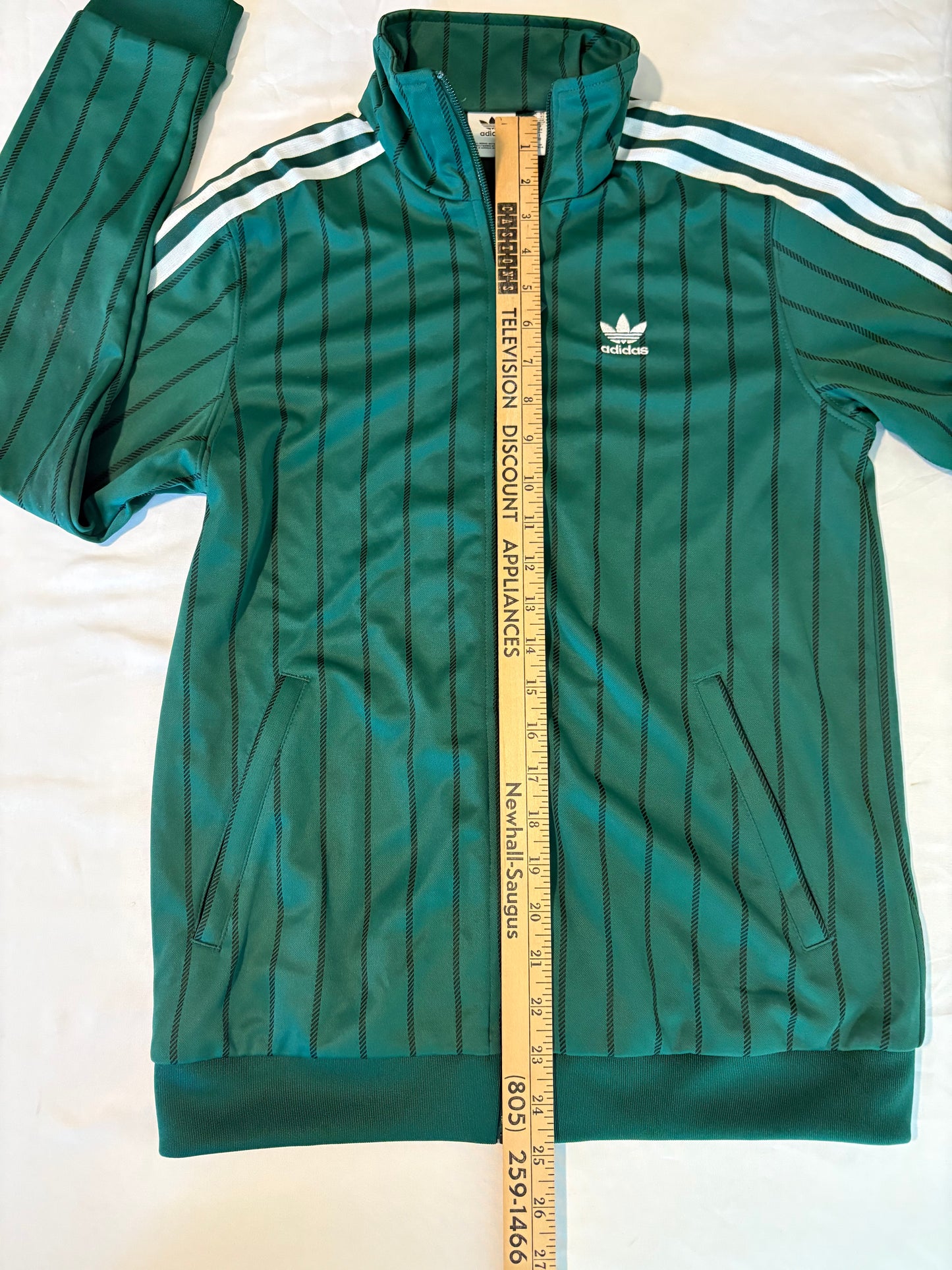 Adidas Originals XS Green Track Jacket Trefoil Striped Full Zip Retro 3-Stripes