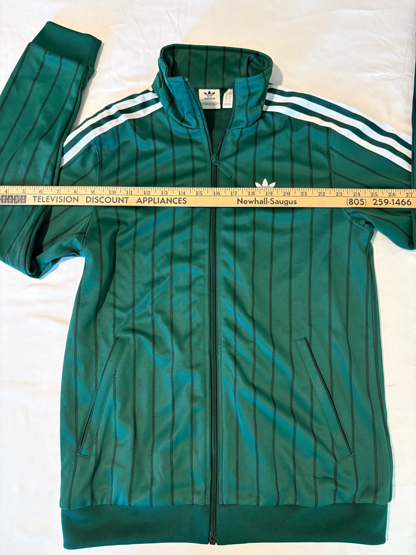 Adidas Originals XS Green Track Jacket Trefoil Striped Full Zip Retro 3-Stripes