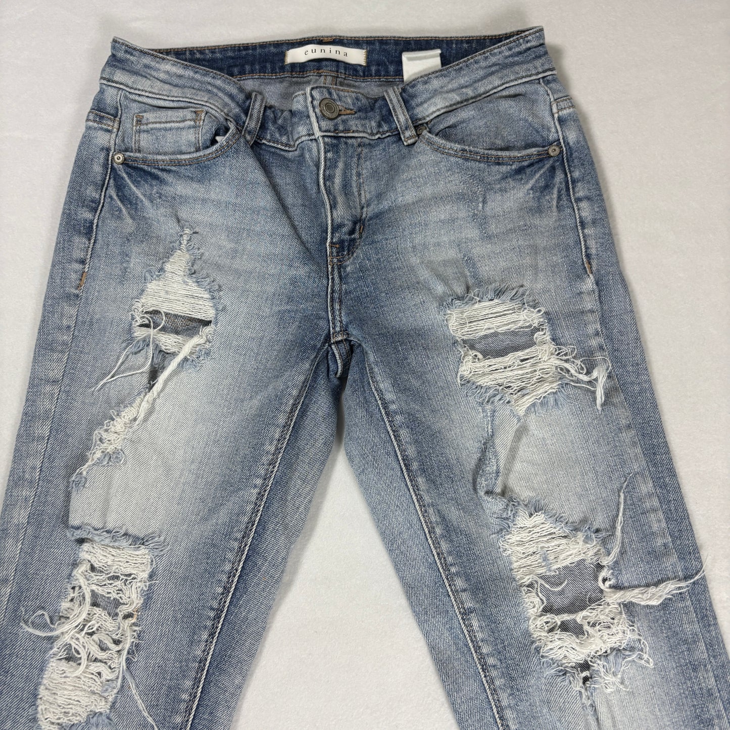 Eunina Womens Jeans Size 3 Low Rise Boyfriend Crop Distressed Y2K Grunge