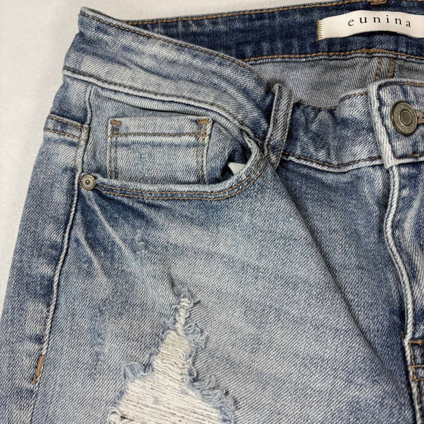 Eunina Womens Jeans Size 3 Low Rise Boyfriend Crop Distressed Y2K Grunge