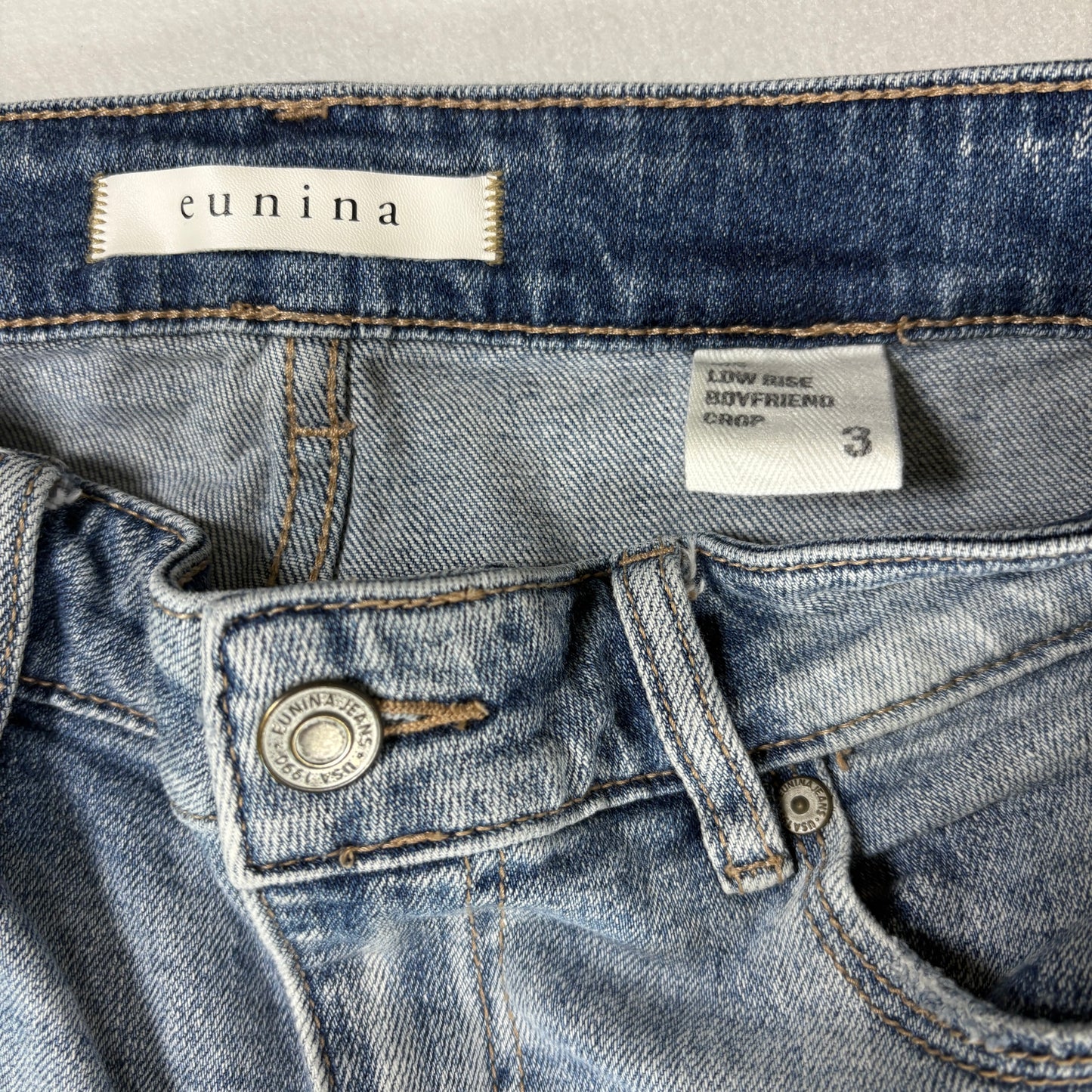 Eunina Womens Jeans Size 3 Low Rise Boyfriend Crop Distressed Y2K Grunge