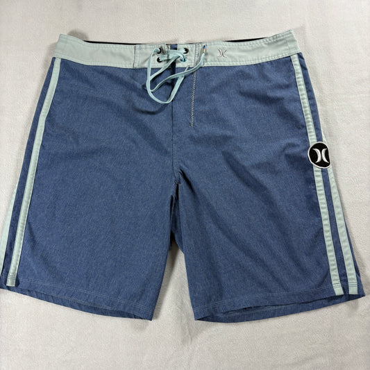 Hurley Phantom Mens 34 Blue Board Shorts Surf Skate Stretch Swim Trunks Hybrid!!
