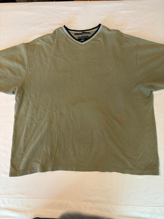 Regatta XL Men’s V-Neck Shirt Olive Green 100% Cotton Casual Vintage Oman