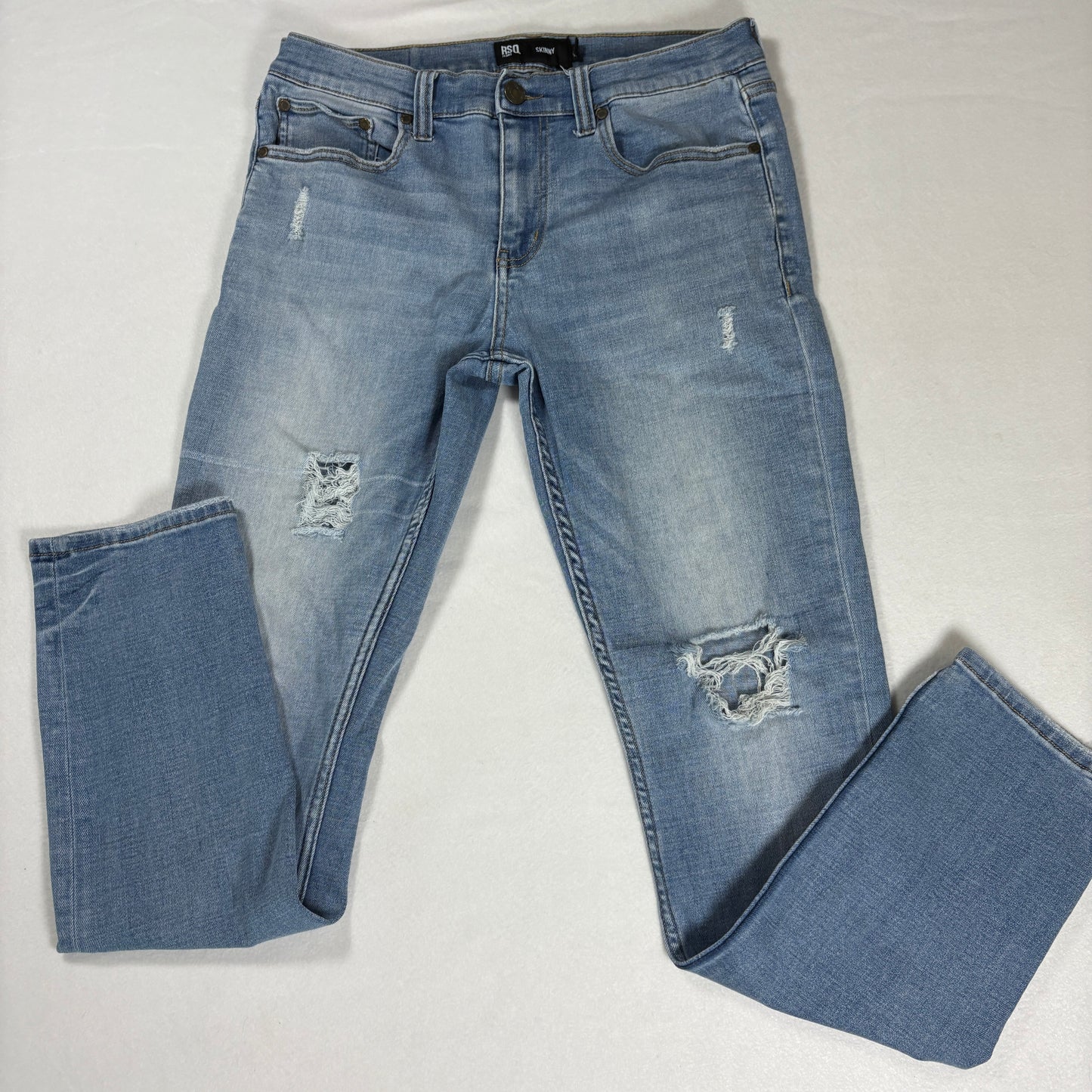 RSQ Mens Skinny Jeans 30x32 Light Wash Distressed Denim Y2K Grunge