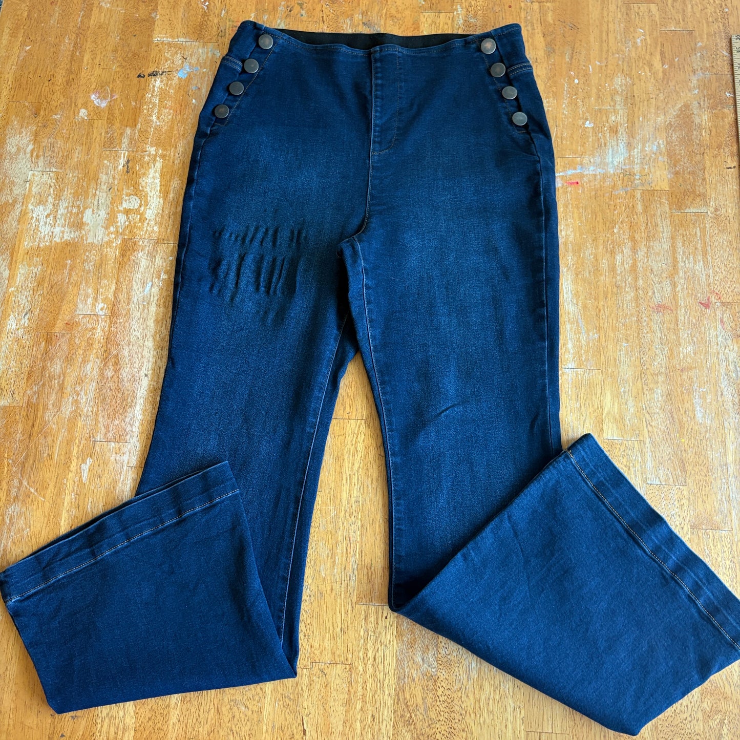 High Rise Flare Jeans INC International Concepts 14 Fits Like 31X31 Dark Wash