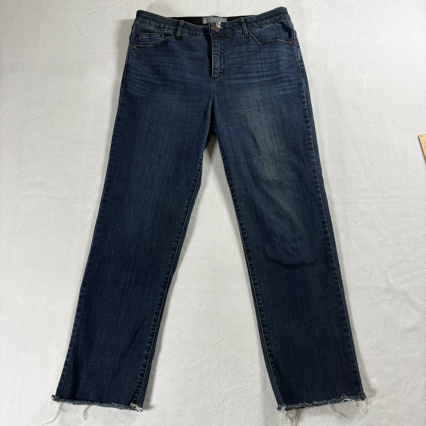 Wit & Wisdom Womens 10 Raw Hem Ankle Skinny Stretch Denim Jeans Dark Wash Retro!