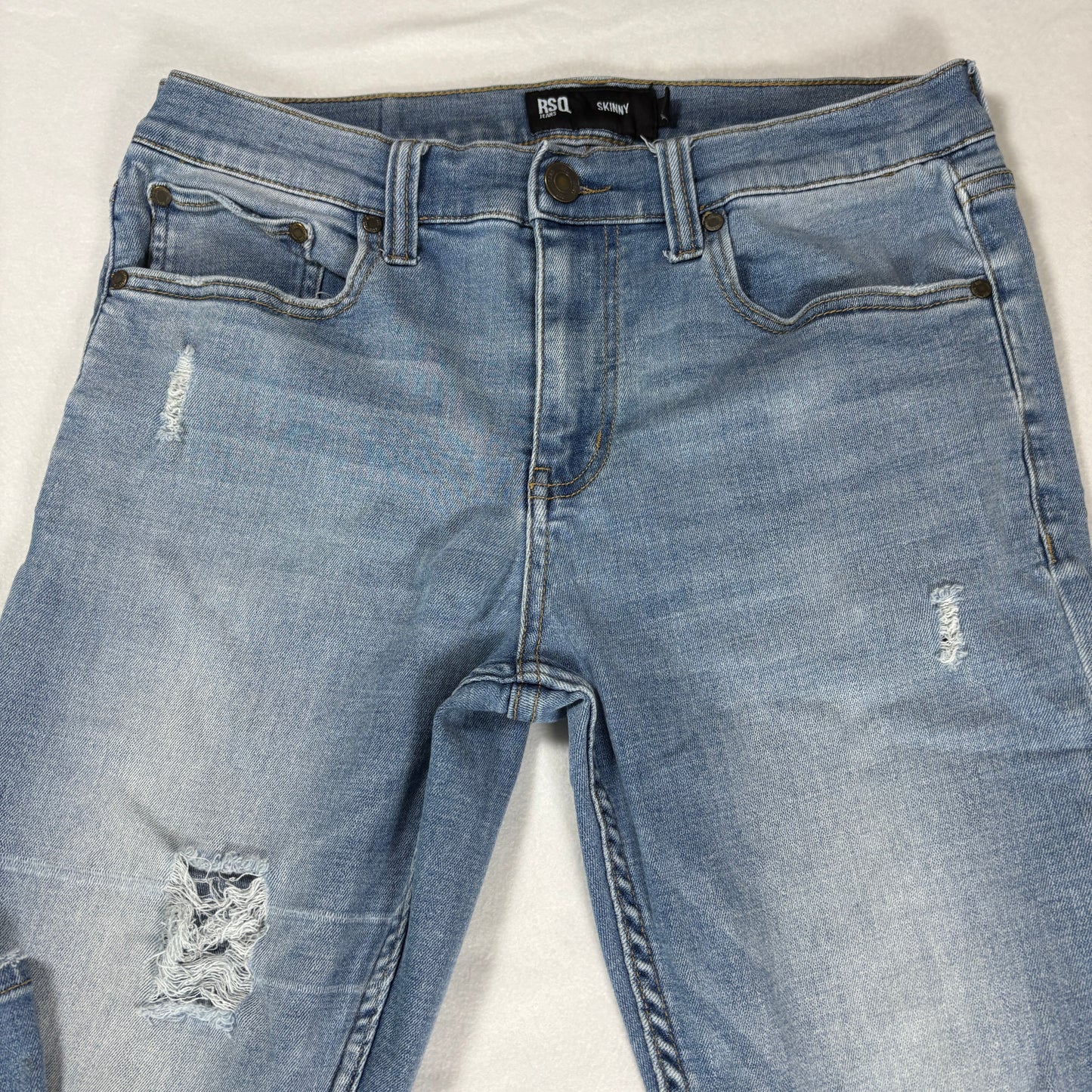 RSQ Mens Skinny Jeans 30x32 Light Wash Distressed Denim Y2K Grunge