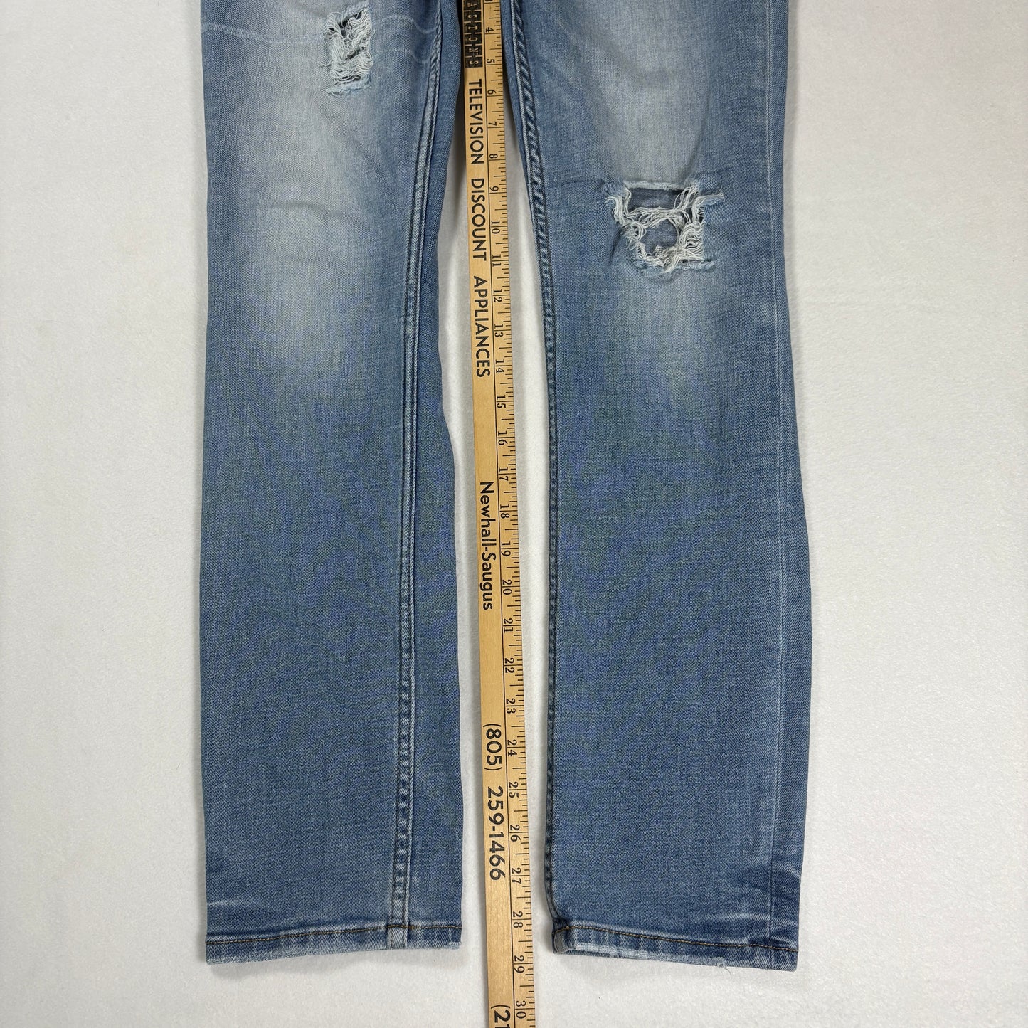 RSQ Mens Skinny Jeans 30x32 Light Wash Distressed Denim Y2K Grunge