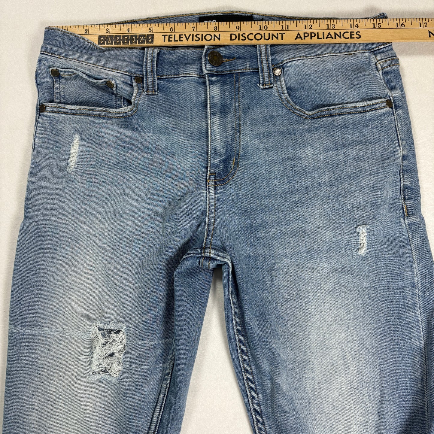 RSQ Mens Skinny Jeans 30x32 Light Wash Distressed Denim Y2K Grunge