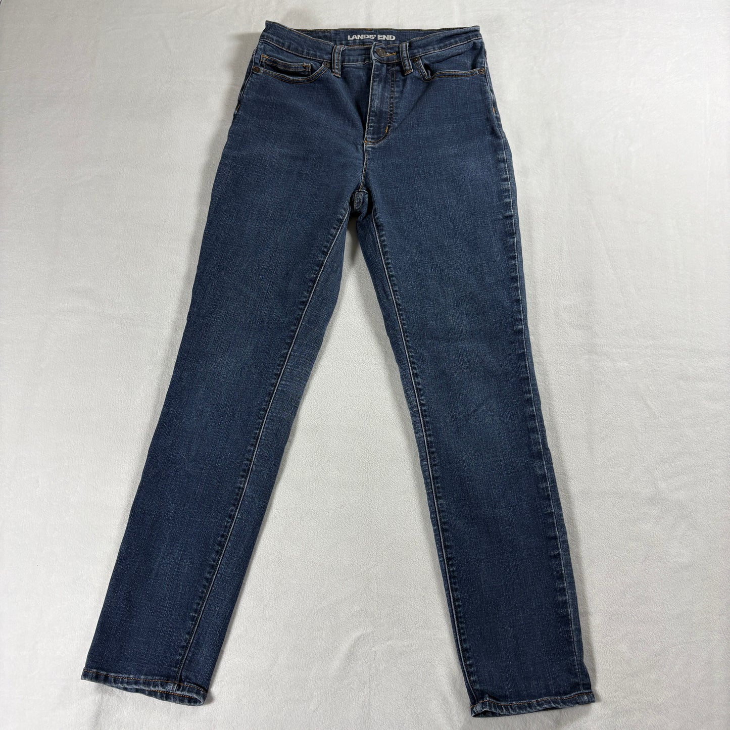Lands' End Womens 10 High Rise Slim Ankle Stretch Denim Jeans Dark Wash !!
