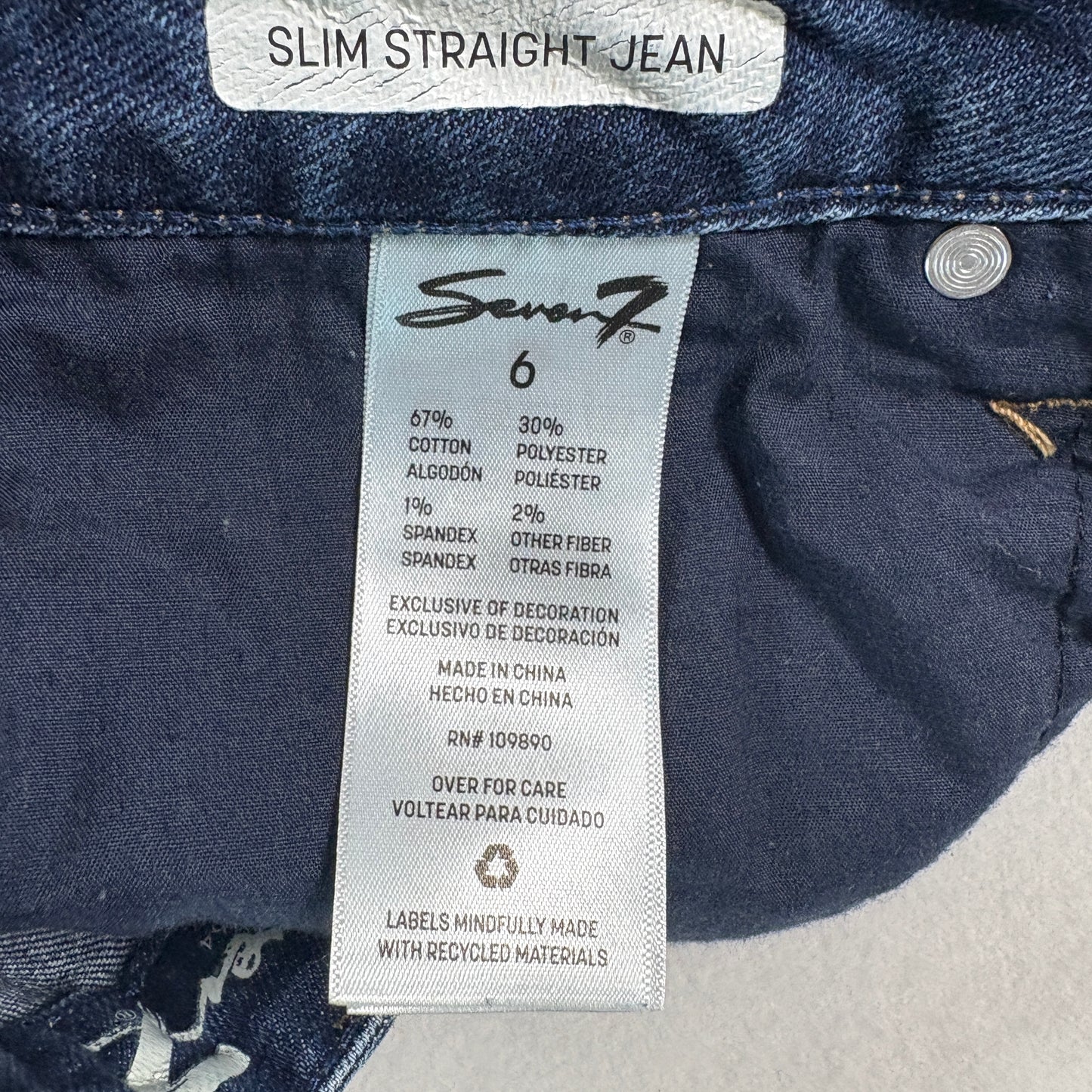 Seven7 Womens Jeans Size 6 Slim Straight Blue Denim Stretch Classic