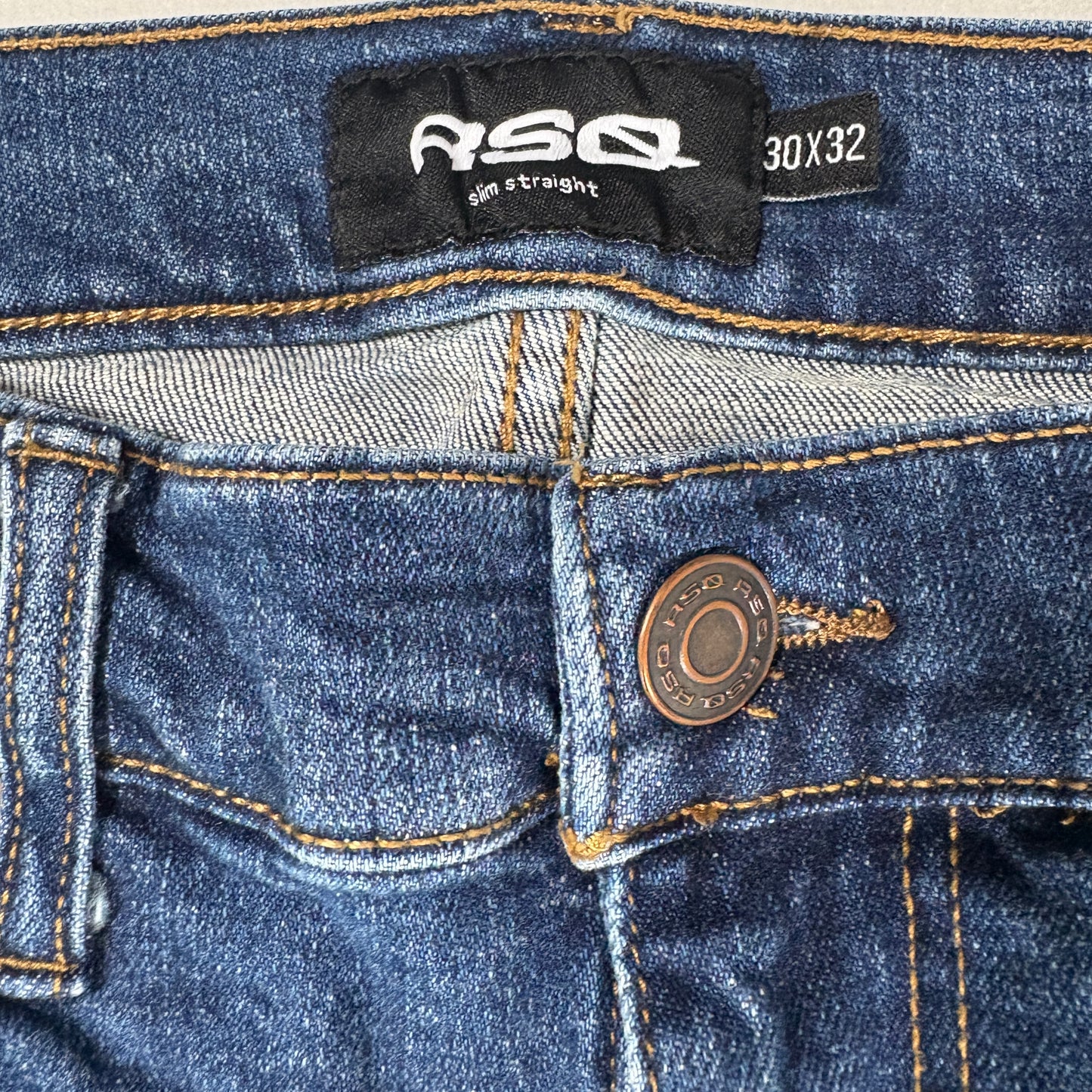 RSQ Mens Slim Straight Jeans 30x32 Blue Denim Y2K Vintage Grunge 90s
