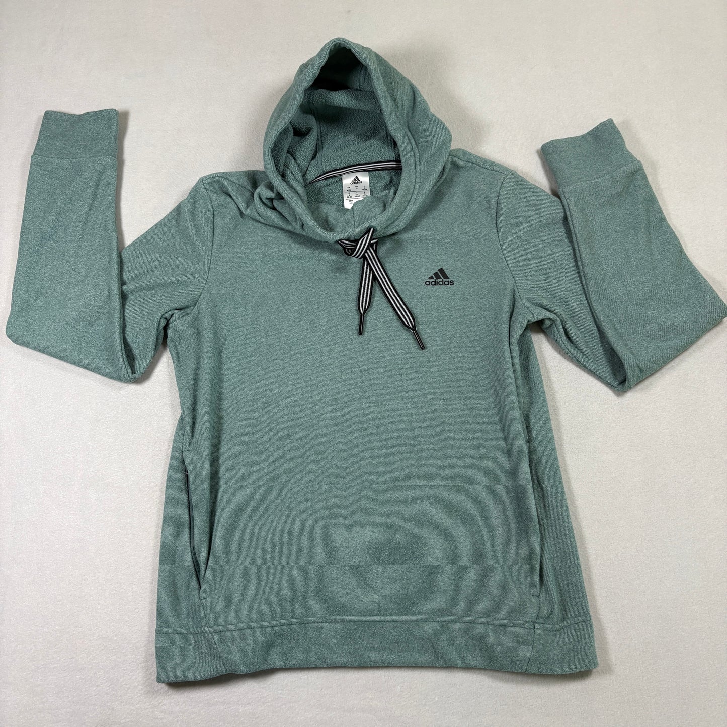 Adidas Womens Green Pullover Hoodie Small Soft Fleece Logo Athletic Casual