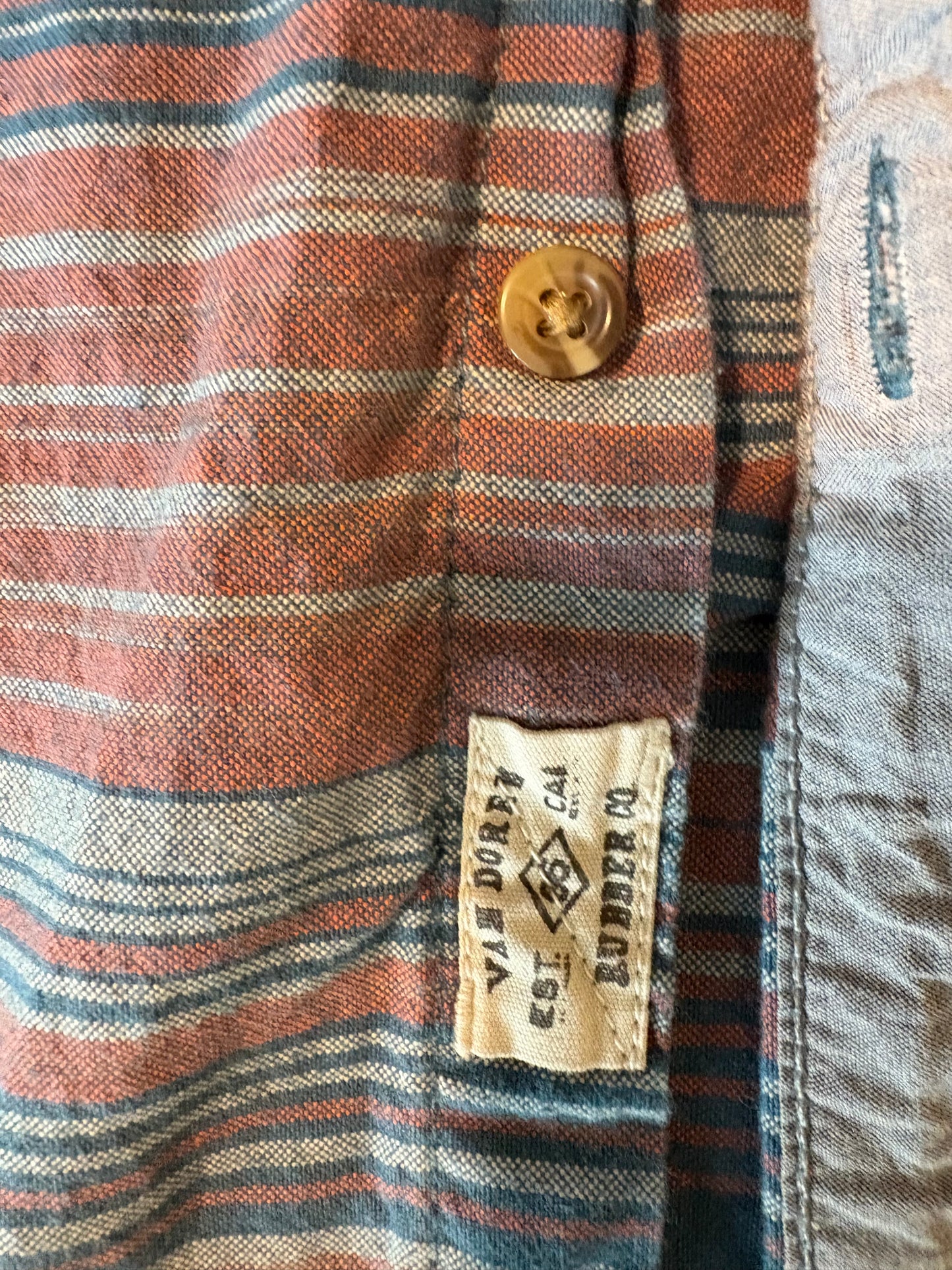 Vans Off The Wall Shirt L Striped Button Up Short Sleeve Skate Surf Western CA