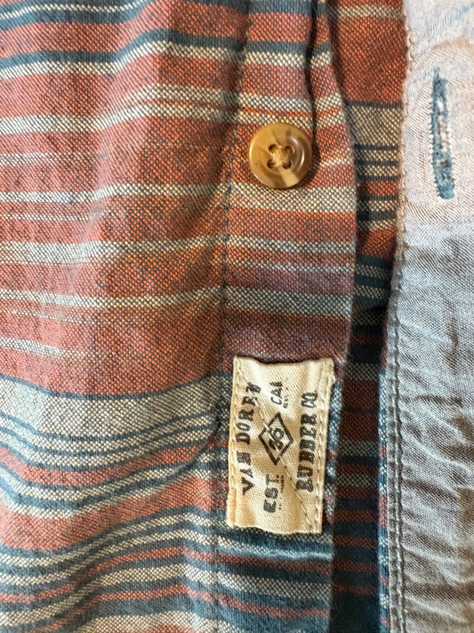 Vans Off The Wall Shirt L Striped Button Up Short Sleeve Skate Surf Western CA