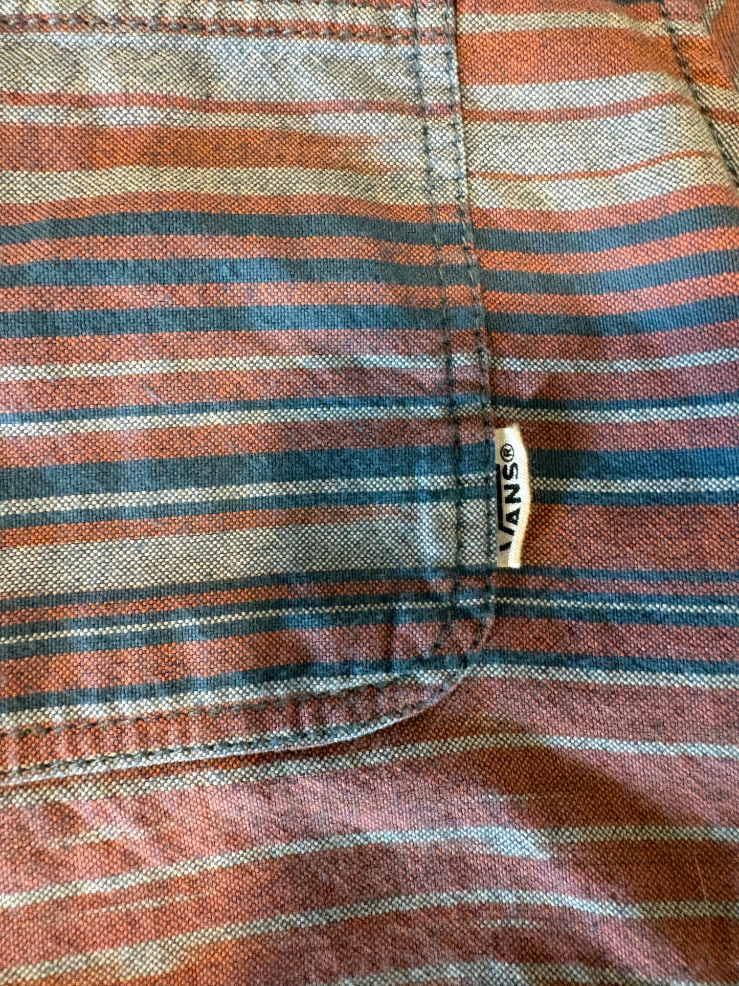 Vans Off The Wall Shirt L Striped Button Up Short Sleeve Skate Surf Western CA