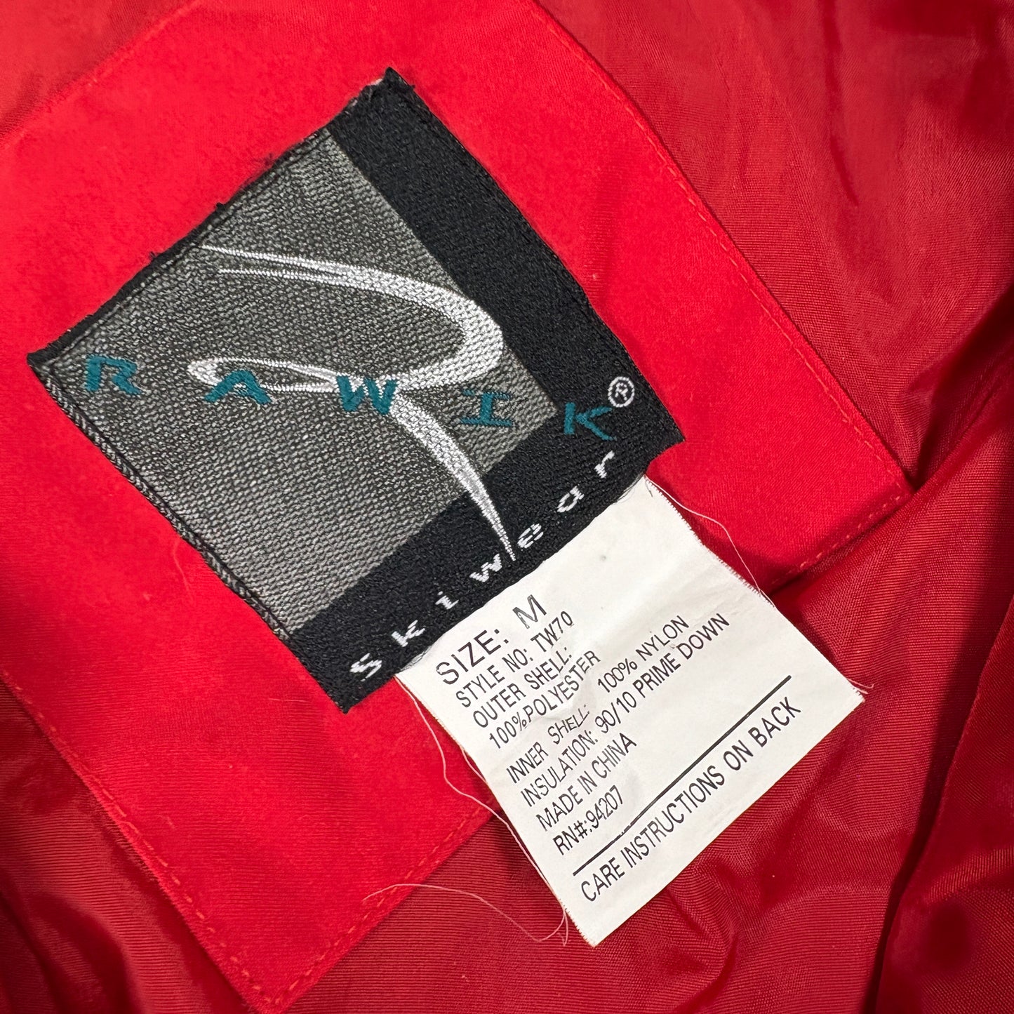 Rawik Mens Red Ski Jacket M Down Insulated Puffer 90s Y2K Vintage Winter Coat