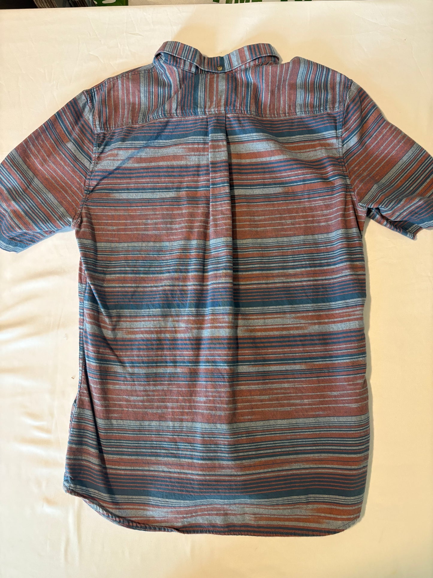 Vans Off The Wall Shirt L Striped Button Up Short Sleeve Skate Surf Western CA