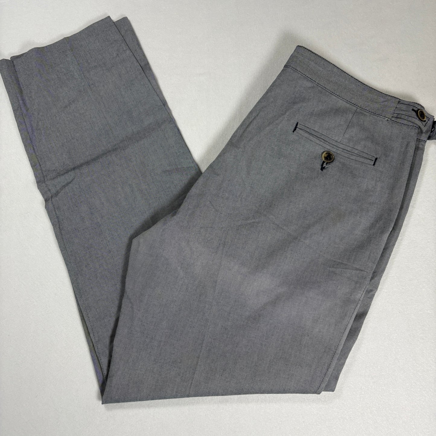 Oliver Spencer Mens Gray Pants 36 Baggy Straight Tailored Cotton Made Portugal