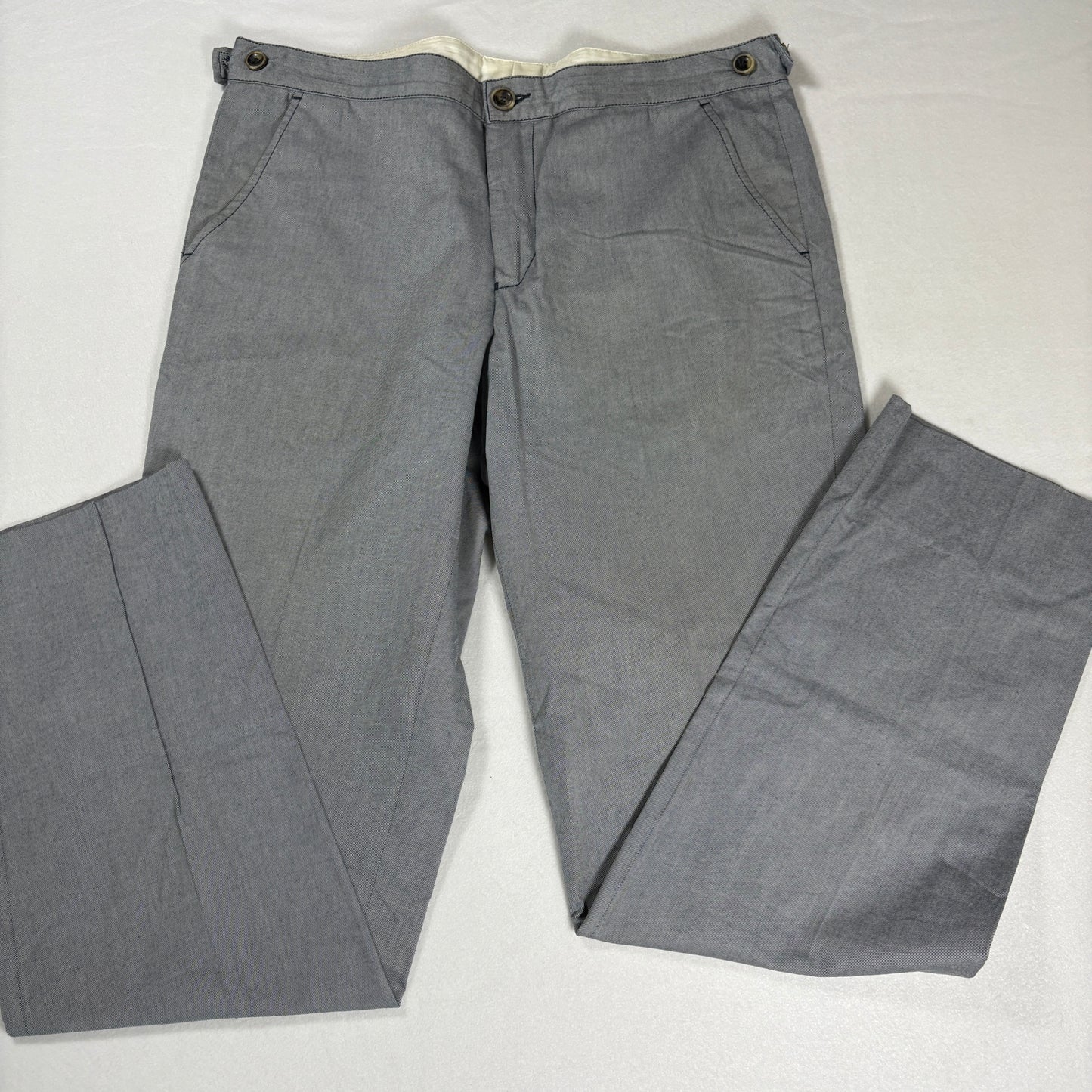 Oliver Spencer Mens Gray Pants 36 Baggy Straight Tailored Cotton Made Portugal