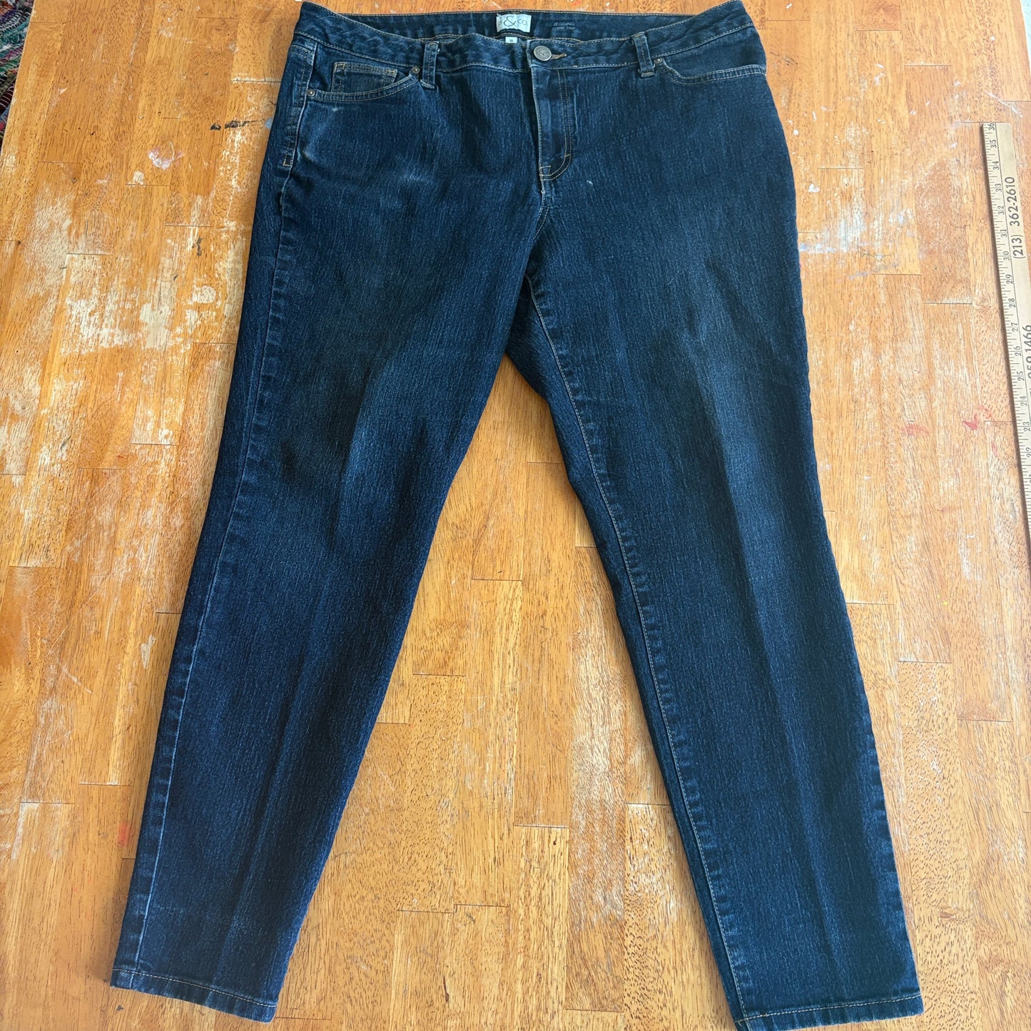 Womens Jegging Skinny Jeans Stretch Denim Blue Tag 18 Fits Like 37X29 Low Rise