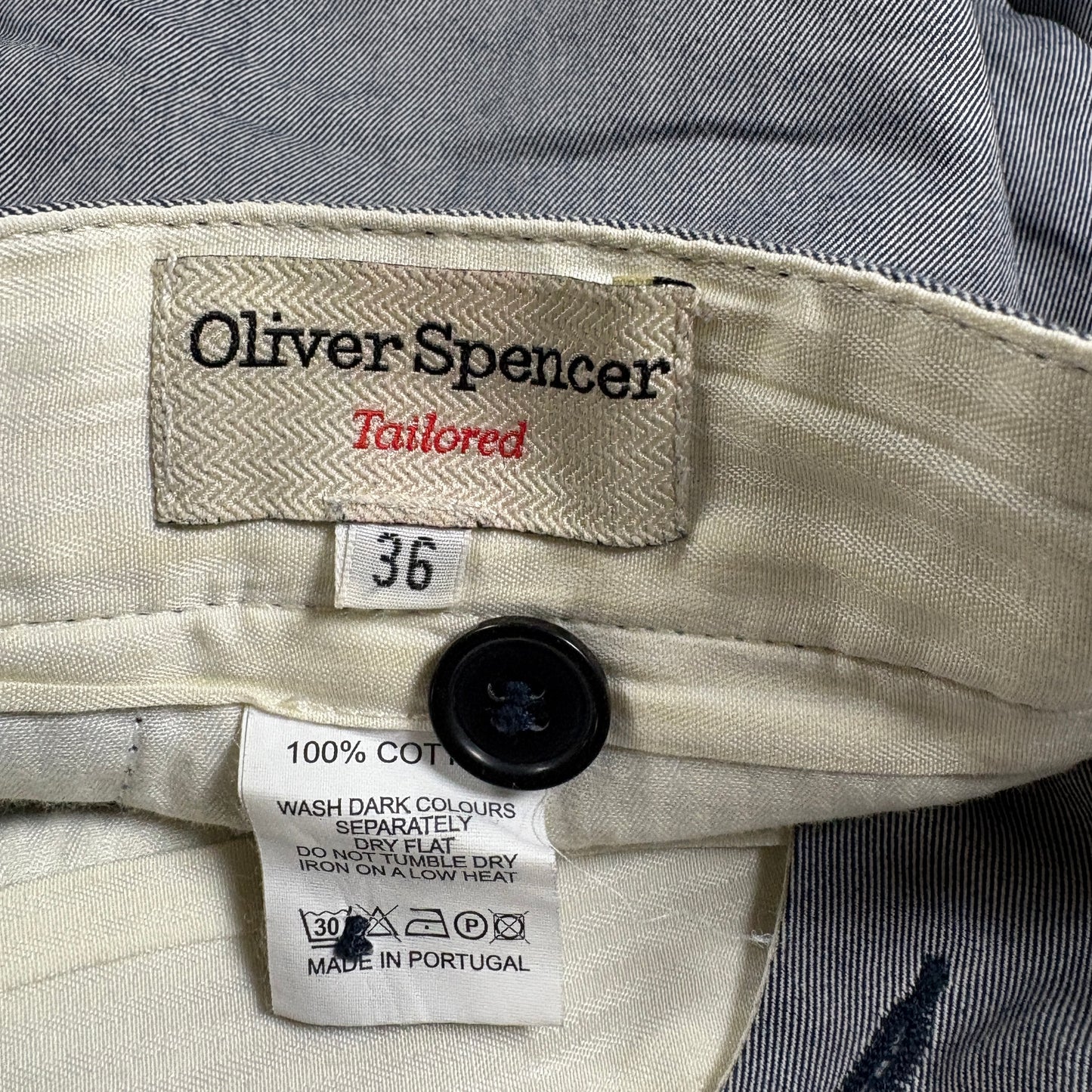 Oliver Spencer Mens Gray Pants 36 Baggy Straight Tailored Cotton Made Portugal