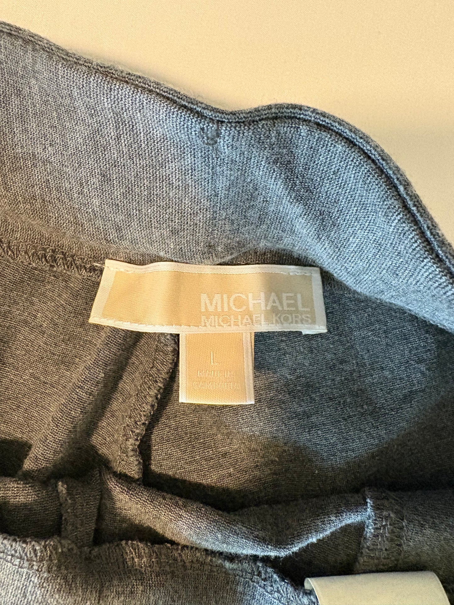 Michael Kors Gray Pull-On Pants Women’s Size L Stretch Work Casual Trousers