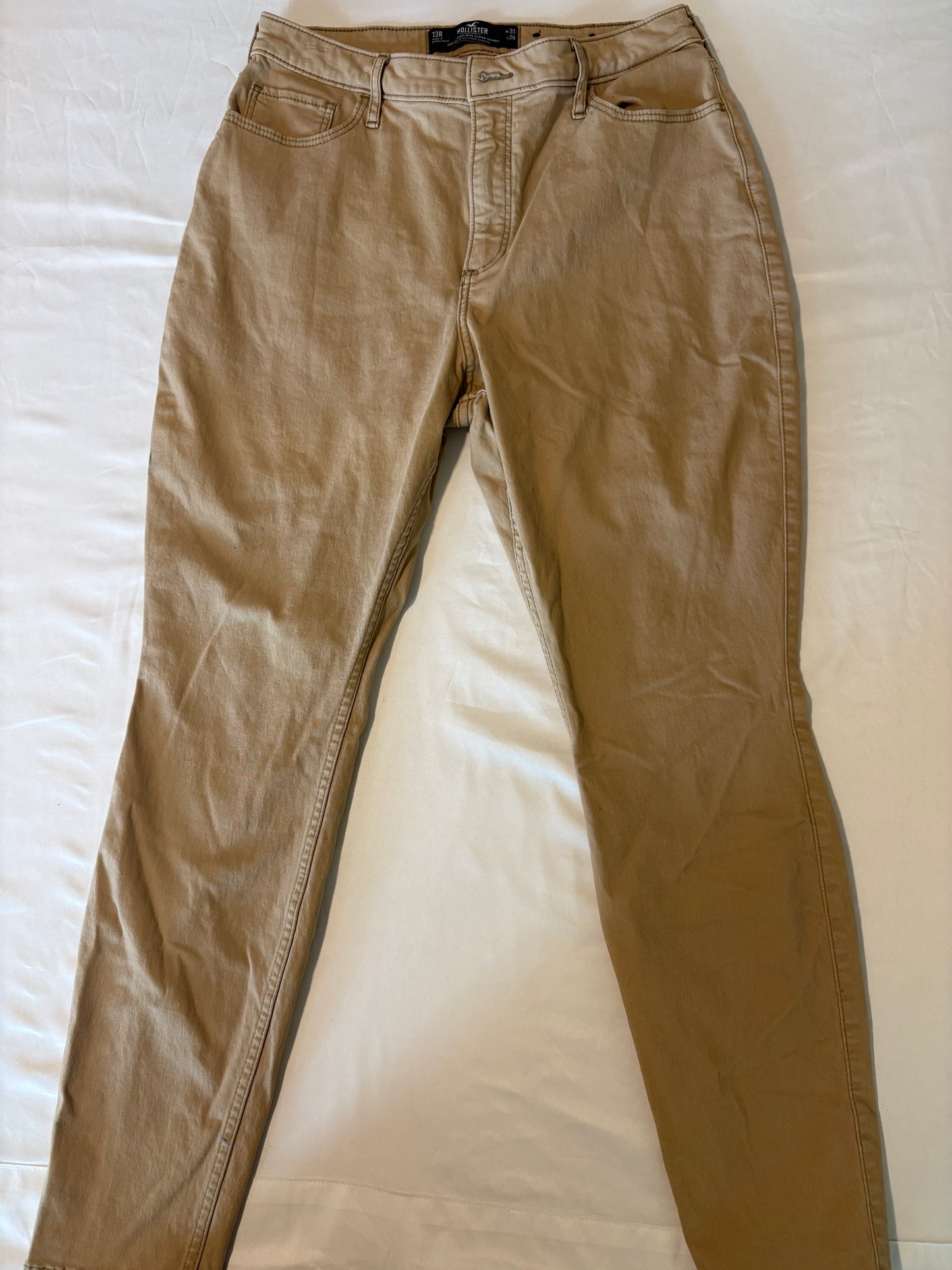 Hollister High-Rise Super Skinny Curvy Jeans W31 L29 Tan Stretch Denim Pants
