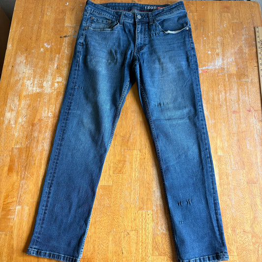 IZOD Mens 34x30 Straight Fit Blue Jeans Comfort Stretch Denim Classic