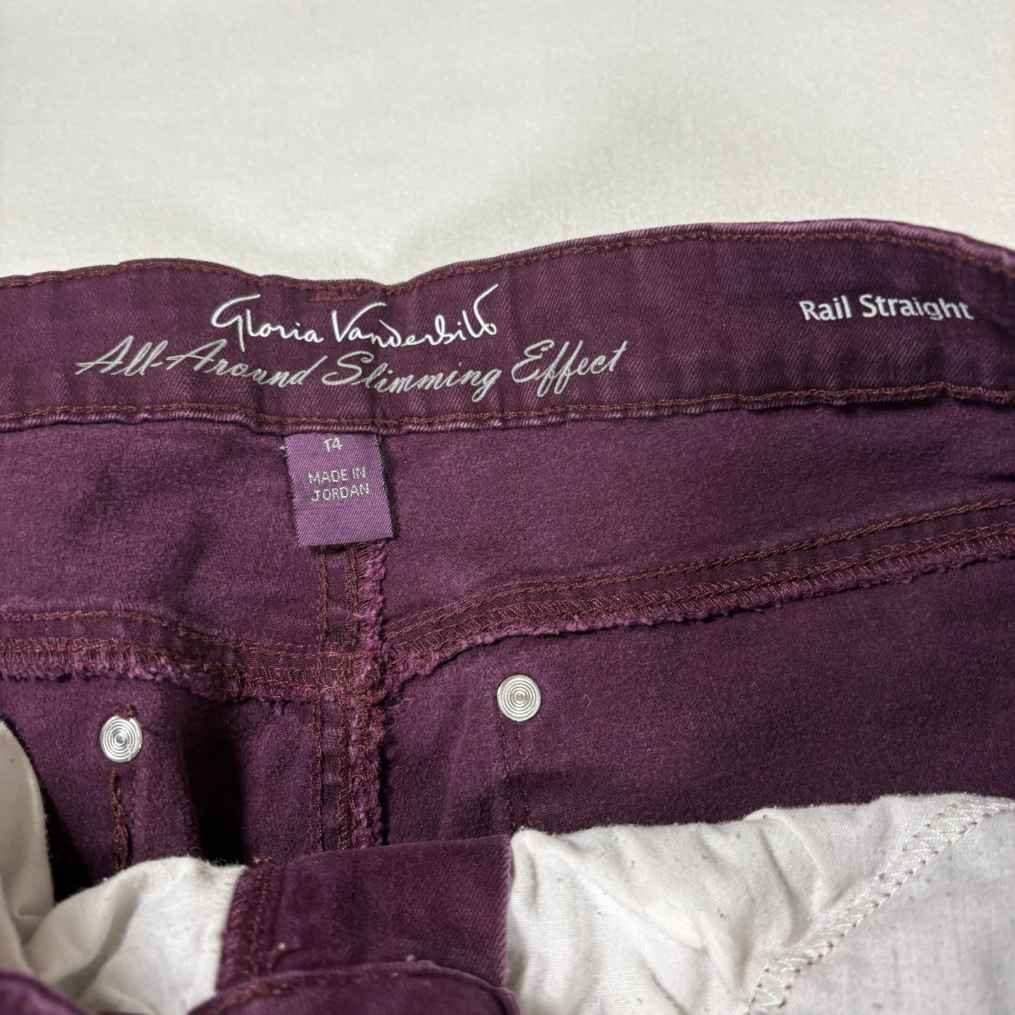 Gloria Vanderbilt Womens Jeans 14 Purple Rail Straight High Rise Slimming Y2K