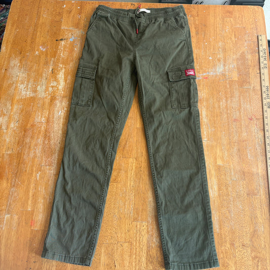 Levis Cargo Pants Olive Green Elastic Waist Utility Tag 16 Fits Like 28X28 Y2K