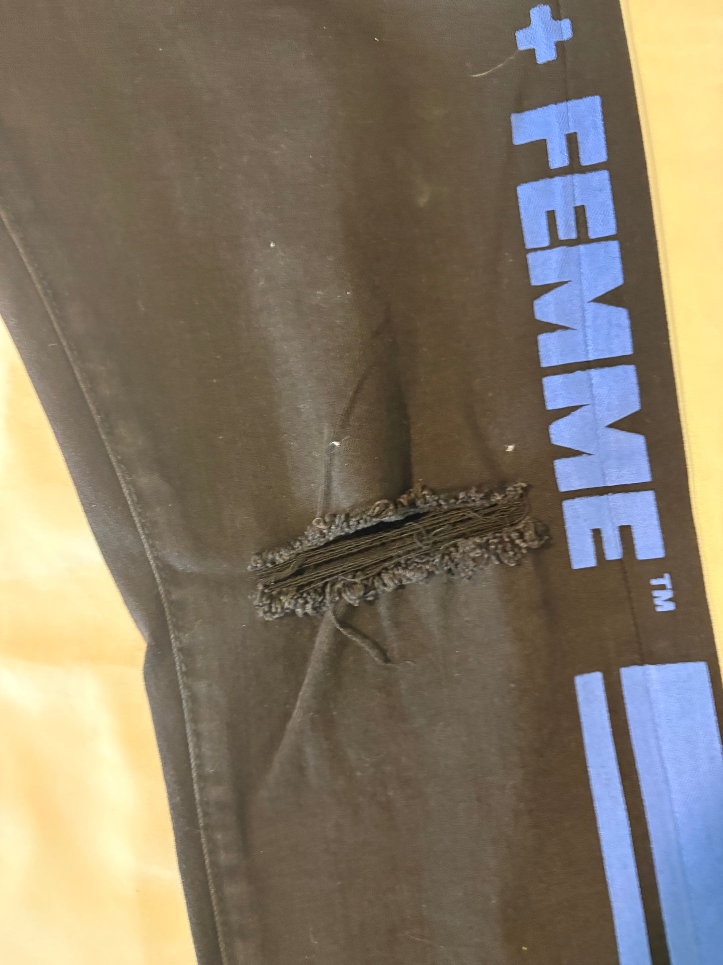 Homme + Femme Black Skinny Jeans Mens 32 – Distressed Blue Stripe Logo Pants