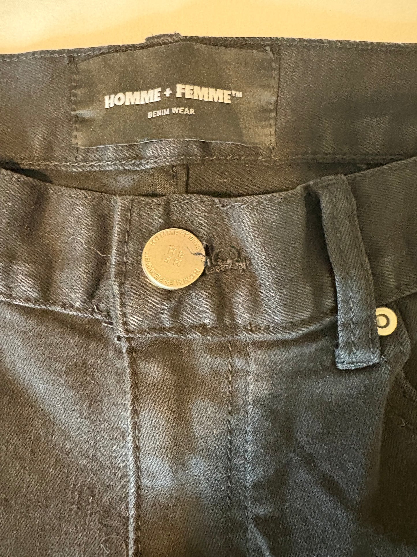 Homme + Femme Black Skinny Jeans Mens 32 – Distressed Blue Stripe Logo Pants